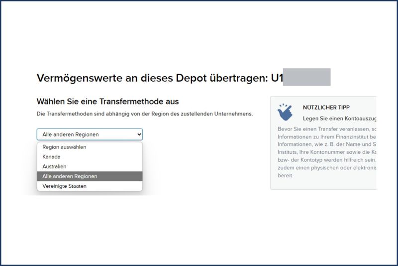 Schritt 1 Onvista Depotübertragung