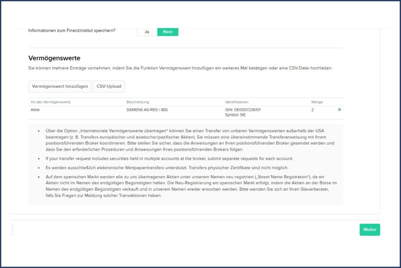 Schritt 1 Onvista Depotübertragung